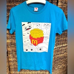 McDonalds- Blue Limited Graphic T-Shirt with Cartoon Design,‎ Small